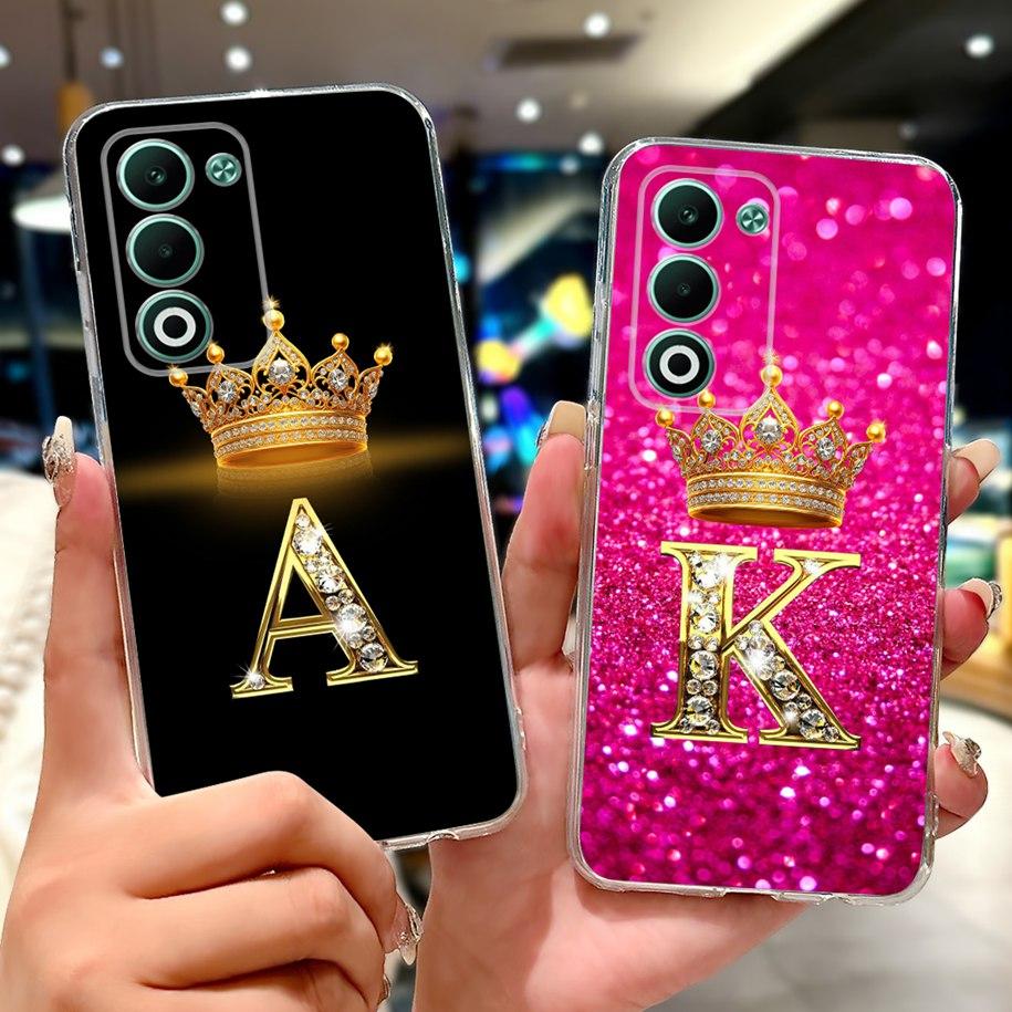 Чехол для OPPO A5 5G 2025 CPH2735 Обложка Роскошная Корона Инициалы Мягкий Прозрачный Силиконовый Задний Чехол Для Чехла Телефона OPPOA5 5G 2025