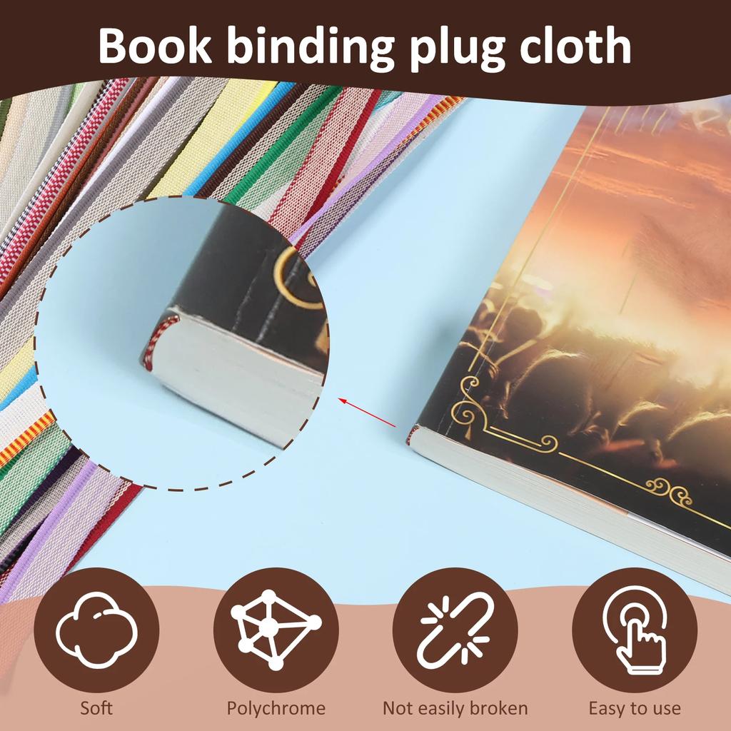Набор из 24 цветов для переплета книги, 11,8 дюйма, переплетные ленты для разных книг, концевые полоски, переплетный материал, материалы для переплета ткани