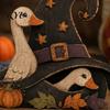 Wooden Pumpkin House Ornaments Pumpkin/Witch Hat Ornament, Cute Goose Figurine for Autumn Table Thanksgiving Centerpieces Decor, Retro Distressed