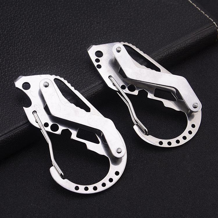 Multifunctional EDC Carabiner Key Holder with Quick-Release Strap and Protector, Stainless Steel Mountaineering Buckle Keychain