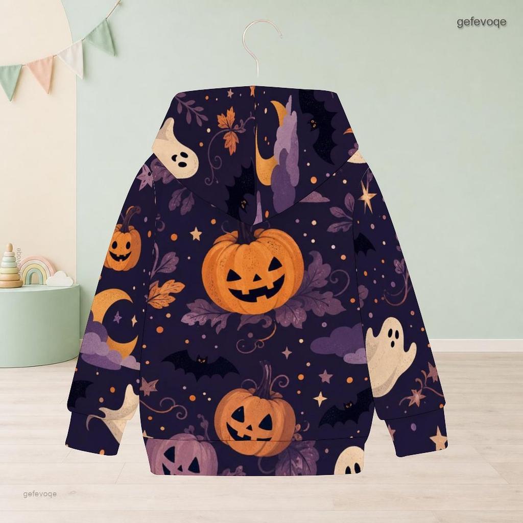 Girls Long Sleeve Hoodie Witch Frog Cauldron Print Casual Pullover