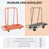 Panel Trolley for Plasterboard with 1000 kg Load Capacity, Drywall Transport Cart with Wheels, Robust Panel Transporter & Trolley for Panels, orange