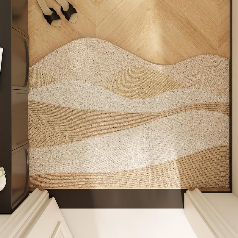 Cream Air Entry Door Mat Silk Ring Non-slip Household Floor Mat Door Entry Mat Modern Special-shaped Cut-out Carpet