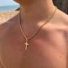 Подвеска-крест с позолотой из нержавеющей стали, Модное минималистичное ожерелье на веревочной цепочке, Модное хип-хоп ожерелье-цепочка с витым звеном для пары