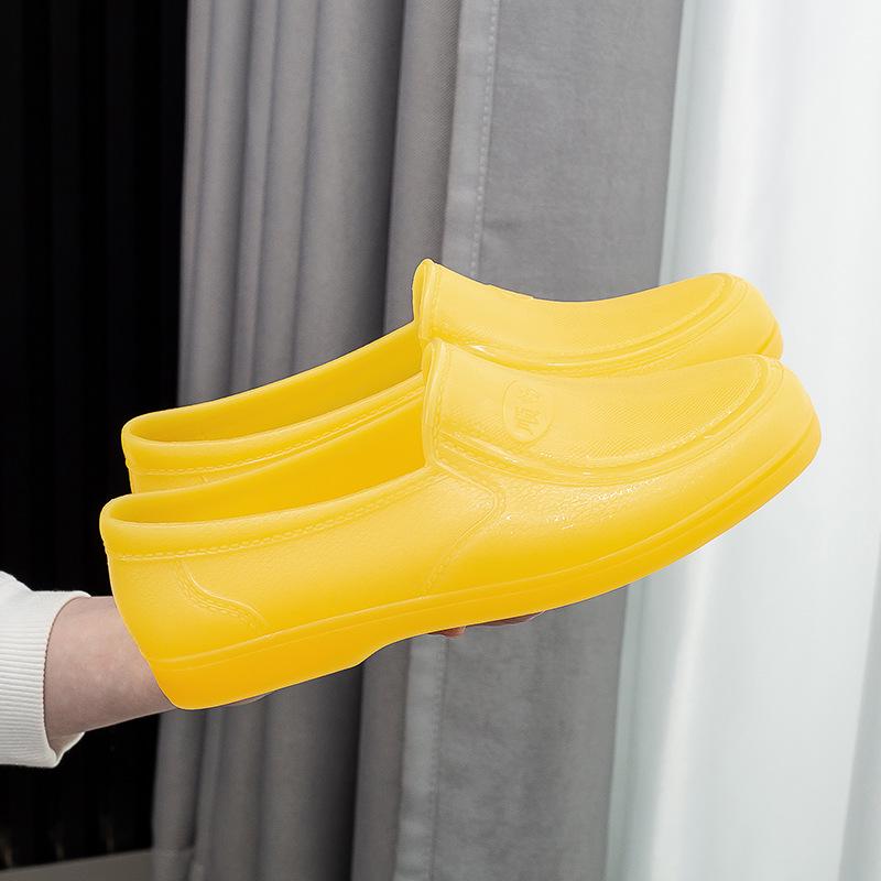 Мужские желтые водонепроницаемые нескользящие резиновые сапоги: Утолщенная рабочая одежда для стройплощадок