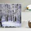 Winter Cedar Trees Natural landscape Shower Curtains Bathroom Curtain Frabic Waterproof Polyester Bathroom Curtains with Hooks