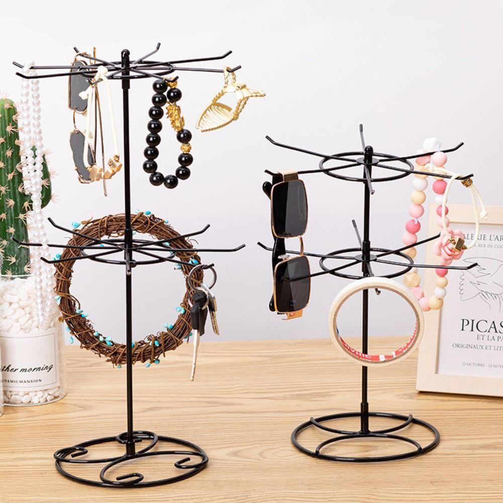 Metal Jewelry Display Stand 2 Tier Keychain Shelf New Necklace Organizer Hair Band Storage