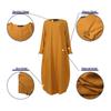 Womens Muslim Dress Islamic Clothing Long Sleeve Shirt Round Collar Solid Color Maxi Dresses Casual Pocket Musulman DubaiKaftan Robe Plus