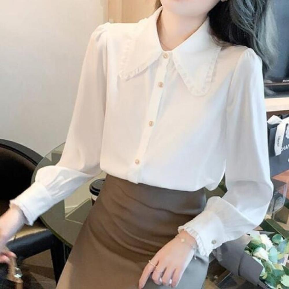 Navava Women Lovely Frill Collar Long Sleeve Blouse Nb2928