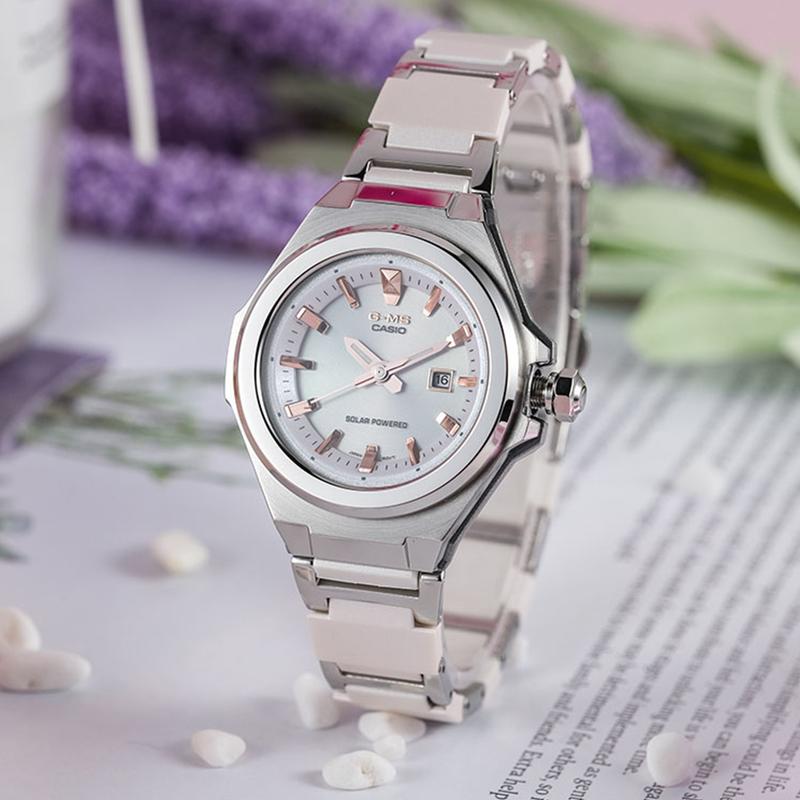 Casio BABY-G Ударопрочные 100м Водонепроницаемые Спортивные часы на солнечной батарее Кварцевый механизм Ремешок из смолы Японские и корейские часы MSG-S500CD-7APR-person