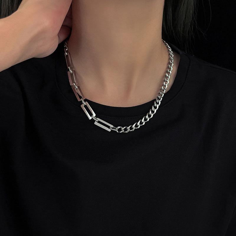 Корейское ретро мужское модное кубинское лоскутное ожерелье, персонализированное хип-хоп уличное крутое ожерелье с цепочкой на ключицу, аксессуары