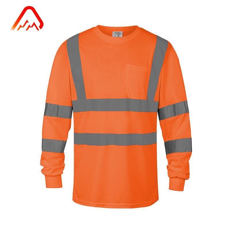 In Stock High Visibility Class 2 Reflective Polyester Safety Shirts Road Work Long Sleeve for Men