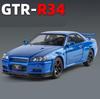 AQG2  1:24 Nissan Skyline Ares GTR R34 Alloy Sports Car Model Diecasts Metal Racing Car Vehicles Model Sound and Light Kids Toys Gifts