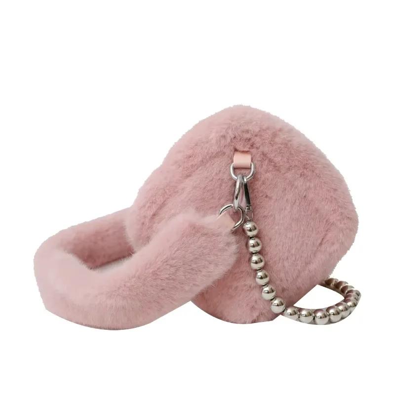 Супер крутые меховые изысканные квадратные сумки через плечо с металлическими бусинами высокого качества зимние новые стильные сумки через плечо