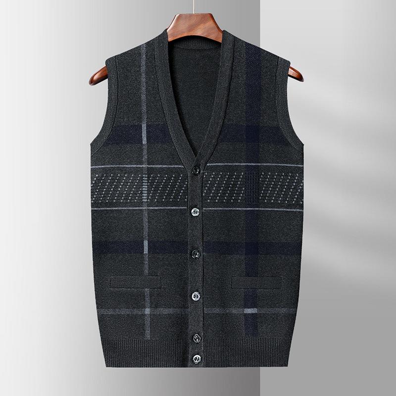 Папин жилет мужской теплый безрукавный жилет на осень и зиму вязаный кардиган жилет для мужчин среднего и пожилого возраста одежда для дедушки