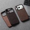 Винтажная Оригинальная Кожаная Чехол-Крышка из ПУ для MagSafe Для iPhone 17pro max 17Pro 17 Металлический Объектив Беспроводная Зарядка Магнитный Чехол для Телефона