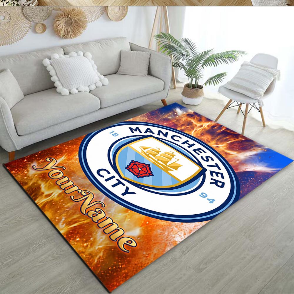 Manchester City Customizable Name Floor Mat Suitable for Balcony Living Rooms Decorate room Game Room Anti-slip Rug Anime Office Decor