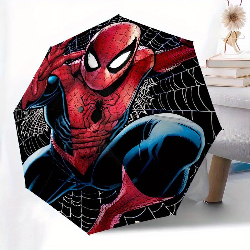 Spider-Man Web Slinger T-Shirt, Marvel Comics Shirt Umbrella, Cute Umbrella with Cute Design, Portable 3-Fold Compact Umbrella for Men & Women, Valent