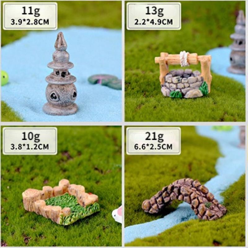 Landscaping Crafts DIY Ornaments Miniature Landscape Ornaments Miniature Miniature Garden Water Well Bridge Retro House Fairy Tale Garden