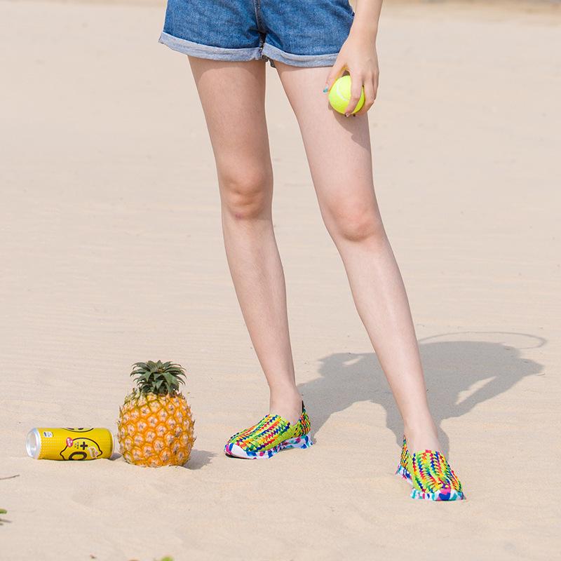 2019 New Women Shoes Summer Flat Female Loafers Women Casual Flats Woven Shoes Sneakers Slip On Colorful Shoe Mujer Plus Size 41