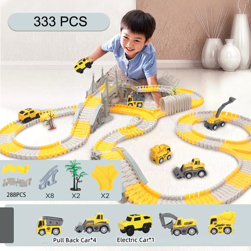333pcs DIY Educational Toys Mini Car and Train Track Sets Children's Railway  Racing Vehicle Models Flexible Track Game Brain