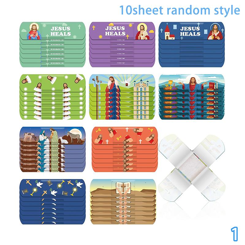 10 Мультяшные Иисус Пластыри Водонепроницаемые Дышащие Гемостатические Адгезивные Повязки Первая Помощь Порезы Царапины Пластыри Для Детей