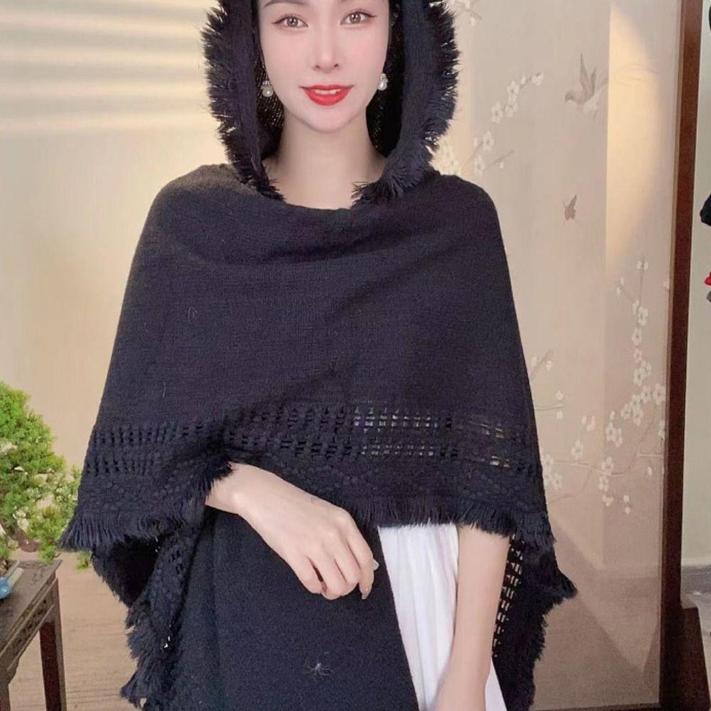 Crochet Top Knitted Hoodie Shawl Wrap Evening Capes Elegant Women Cloak Female/Women