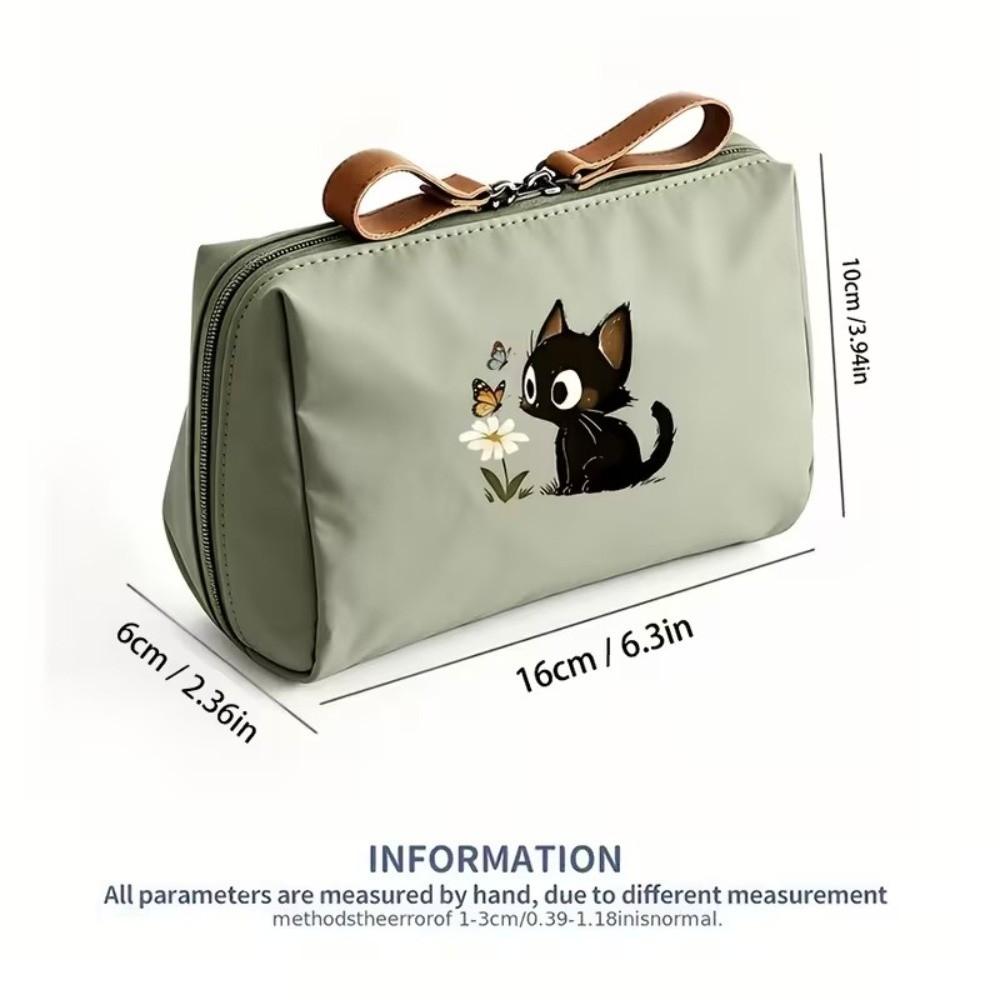 Cat Printed Cosmetic Pouch Portable Size Travel Pouch Simple Handbag For Women