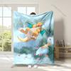 Pokemon Cute Dragonite Printed Blanket Cartoon Flannel Fluffy Soft Blanket for Adult Kids Plush Sofa Bed Car Camping for Gifts