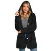 Women's Fashionable Solid Color Long Sleeved Pocket Loose Hooded Button Plush Jacket