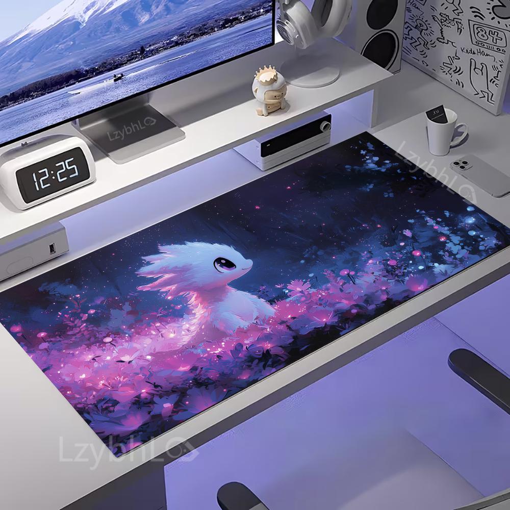 Kawaii White Axolotl Mouse Pad Large Computer Office Game Table Mats Rubber Anti-slip Mousepad XXL Gaming Laptop Decor Desk Pads