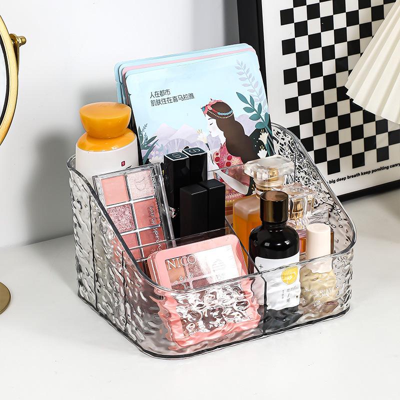 Роскошный ящик для хранения косметики с волнистым узором: Трапециевидный органайзер для кистей для макияжа, помад и теней для век