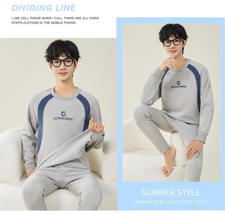 Мужское осеннее термобелье на флисовой подкладке: Подростковый студенческий зимний теплый набор