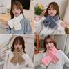Cute Neckerchief Wrap Winter Warmer Solid Color Girl Plush Scarf Warm Scarf Cross Scarf Neck Warmer