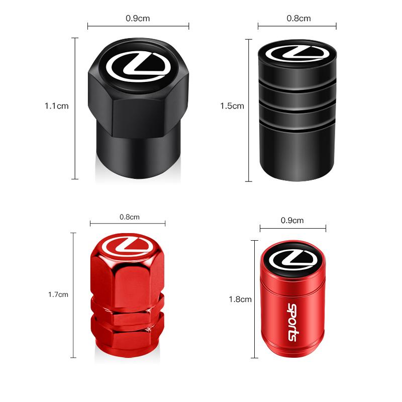 4Pcs Car Tire Valve Cap Emblem Metal Cap Case Accessories For Lexus Fsport GS GX IS LS LX CT LC RC LBX NX RX 350h 450h UX 300e AFR1