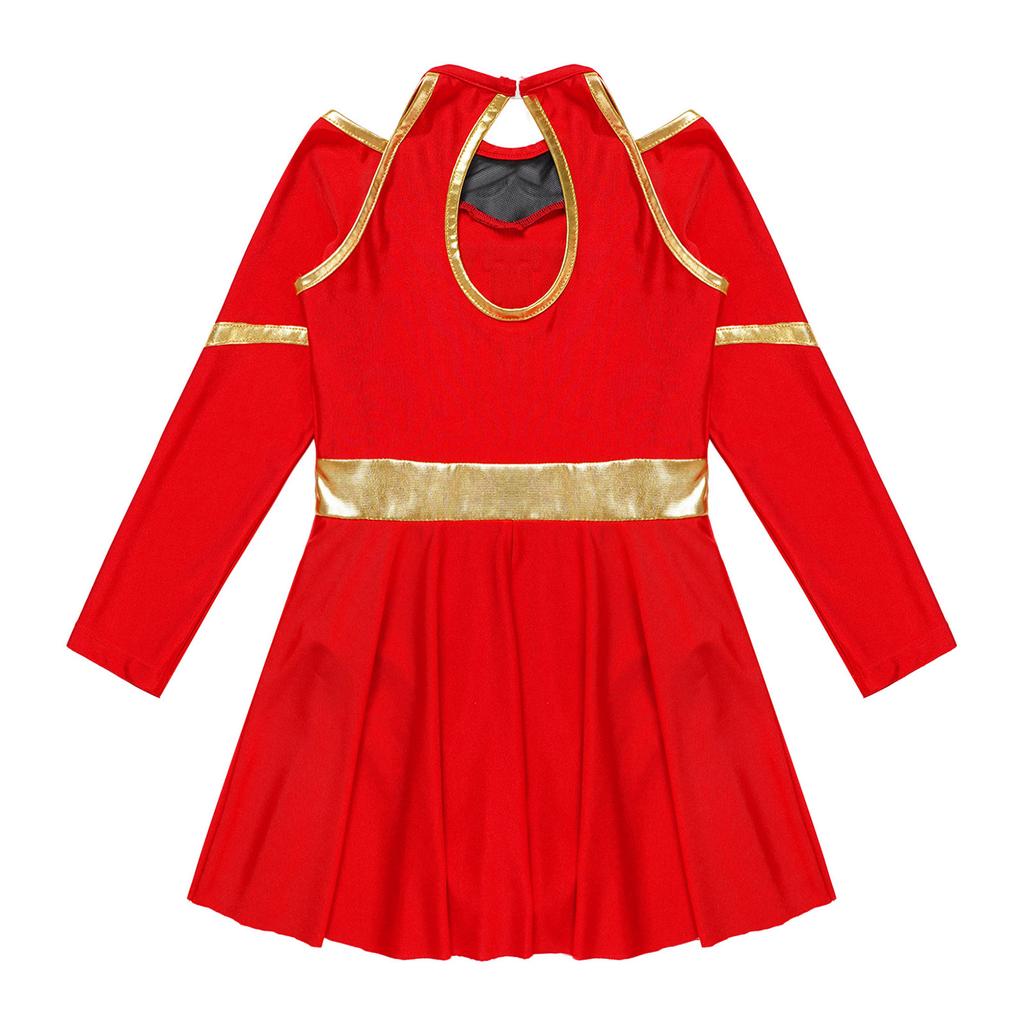 Girls Figure Skating Gymnastics Costume Modern Jazz Ballet Dancewear Pathwork Dress School Sport Meeting Cheerleading Uniform