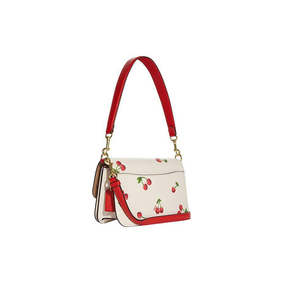 Coach Brynn 23 Cherry Print Flap Leather Tote Shoulder Bag Medium Women bags White CA530-IMCAH