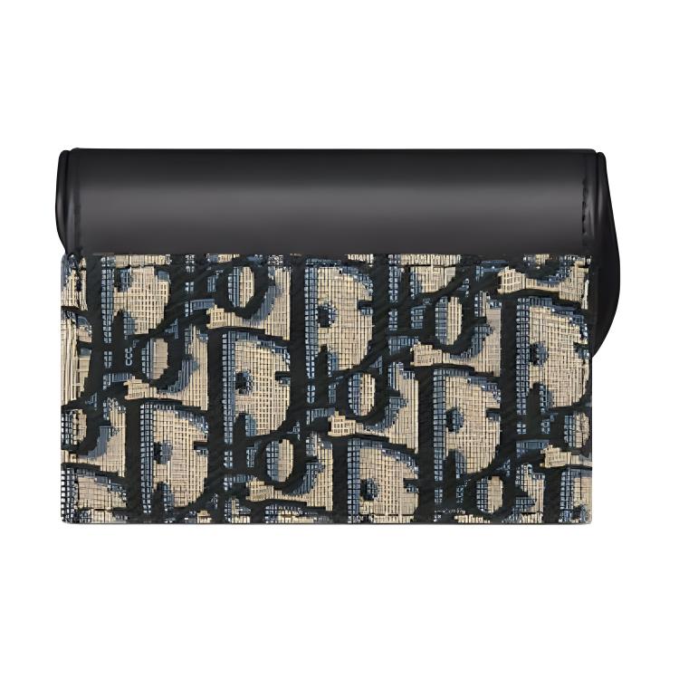Dior Кошелек-кардхолдер женский, форма седла, застежка, косой принт, мягкая телячья кожа, Синий S5611CNKO-M928
