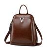 Genuine Leather Backpack Fashion Bag Waxed Cowhide Backpack Women's Vintage Schoolbag