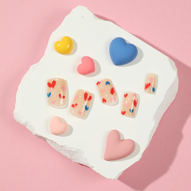 24 шт./компл., наклейки для быстрых ногтей, красные и синие накладные ногти с любовью, носимые водонепроницаемый маникюр, готовые ногти