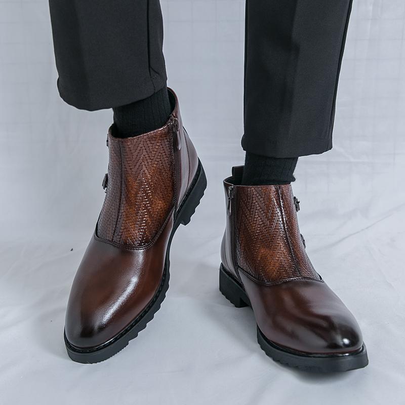 Мужские высокие ботинки Платье Формальные Ретро Коричневые Ботильоны Черные Туфли для Смокинга Свадебные Большой Размер