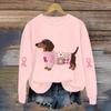 Breast  Sweatshirts For WomenRibbon Breast  Shirt Cute Dog Graphic  Long Sleeve Tops