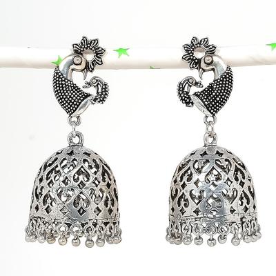 Серьги из серебра с натуральным индийским драгоценным камнем Jhumki Trial Bali 2,29 дюйма r0c16