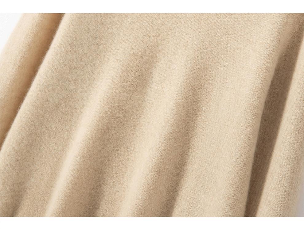 High Neck Ribbed Cashmere Sweater - Seamless, Long Sleeve Knitted Pullover for Autumn & Winter