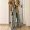 Wide-legged Jeans Women Spring and Summer Big Size High-waisted Vintage Loose Rough Edges Design Sense of The Straight Tube Drag Ground Long Trousers