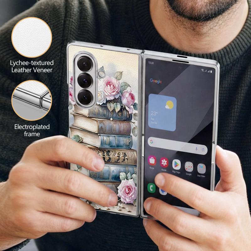 Ретро Чехол с акварельным цветочным принтом для Samsung Z Fold 8 Ultra 7 6 5 Роскошная Позолоченная Кожаная Накладка Жесткая Защитная Крышка Телефона для Galaxy Z Fold8 Fold7 Fold6