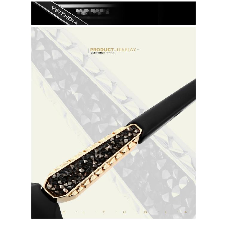 Women's diamond-studded polarized round-frame sunglasses, TR90 material, shade 30