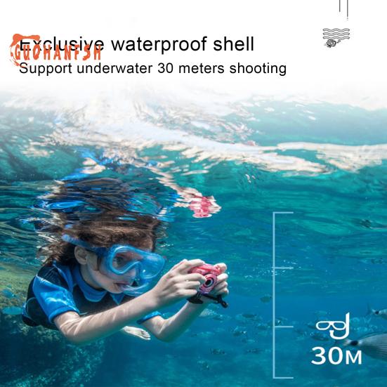 1 комплект детской камеры - водонепроницаемость 30 метров, HD-совместимость 1080P, забавная фоторамка, расширение памяти 32 ГБ, экран 2,0 дюйма, развивающие игры, детская камера