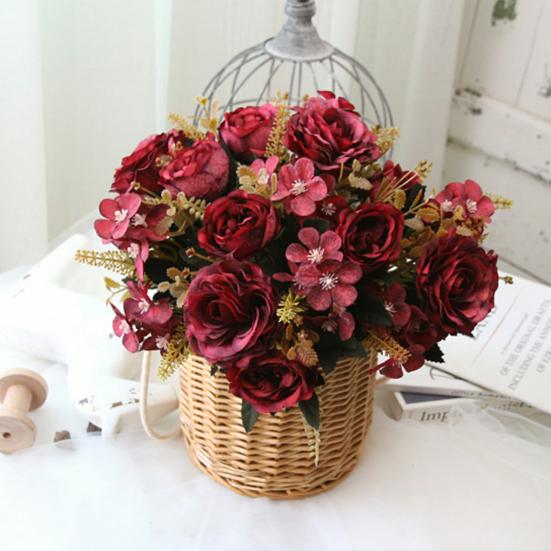 Искусственное растение с высокой имитацией, декоративное украшение, не требующее ухода, простой цветок розы, искусственное растение, букет на день рождения для офиса