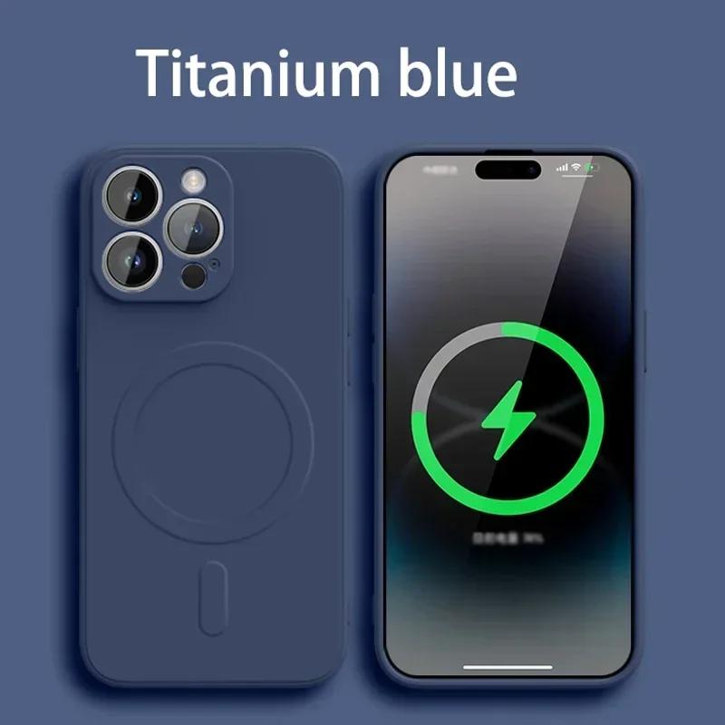 Чехол из жидкого силикона для iPhone 16 17 15 14 13 12 11 Pro Max Plus Mini Air Для Magsafe Магнитная Беспроводная Зарядка Мягкая Крышка funda